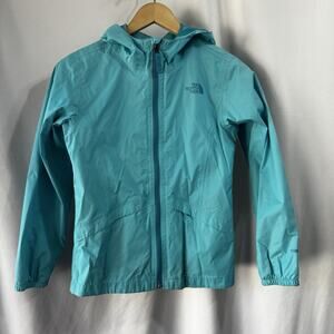 THE NORTH FACE Girls 10/12 Youth Zipline Rain Jacket DryVent Teal Hiking Outdoor
